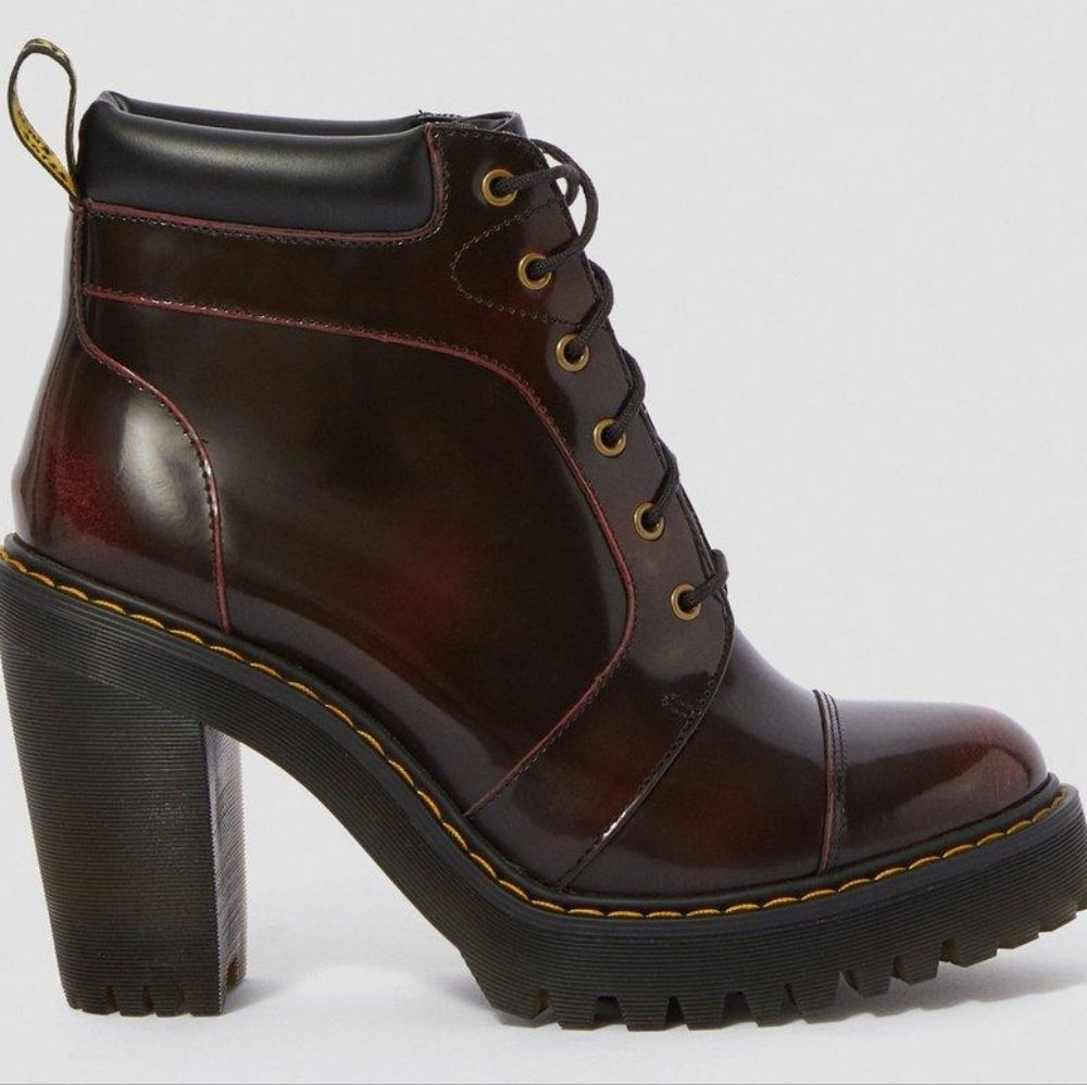 Dr Marten Averil Heeled Boots Cherry Red Genuine Leather